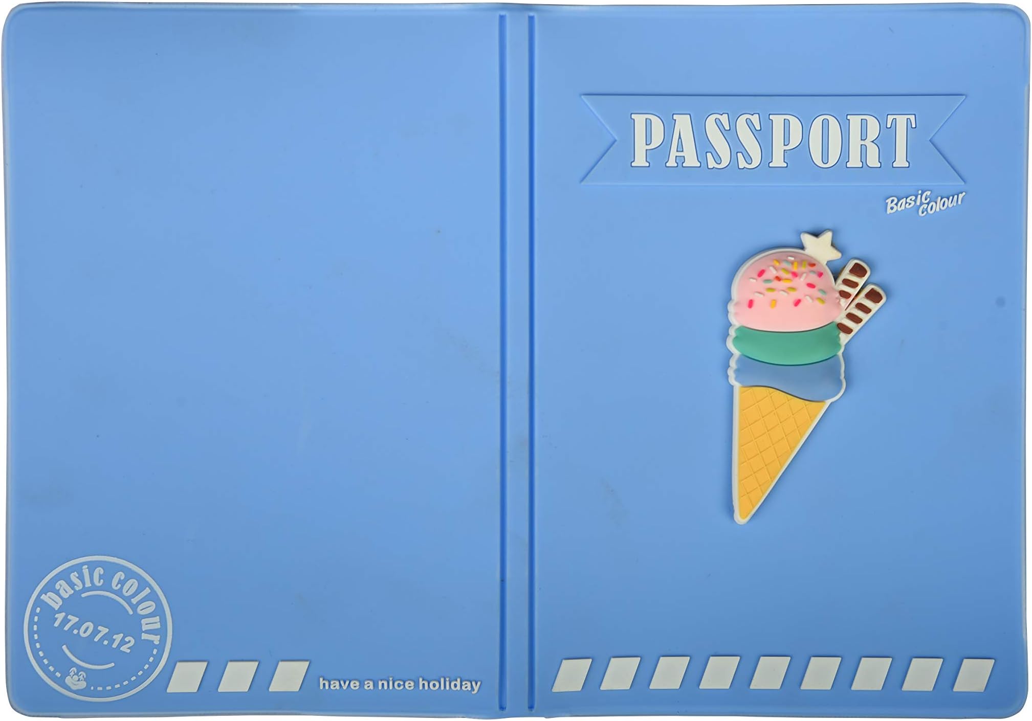 Personalised and Customised Silicone Rubber Travel Passport Cover Holder Cum Wallet for Couples Men & Women and Boys & Girls - (Blue)