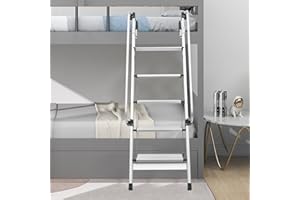 FXEIPOL Aluminum Alloy Bunk Bed Ladder, 5 Step Ladder with Handrails, 330.69 lbs Loading Capacity, Folding 7.87" Wide Pedals Bunk Bed Stairs for Homes, School, Apartments