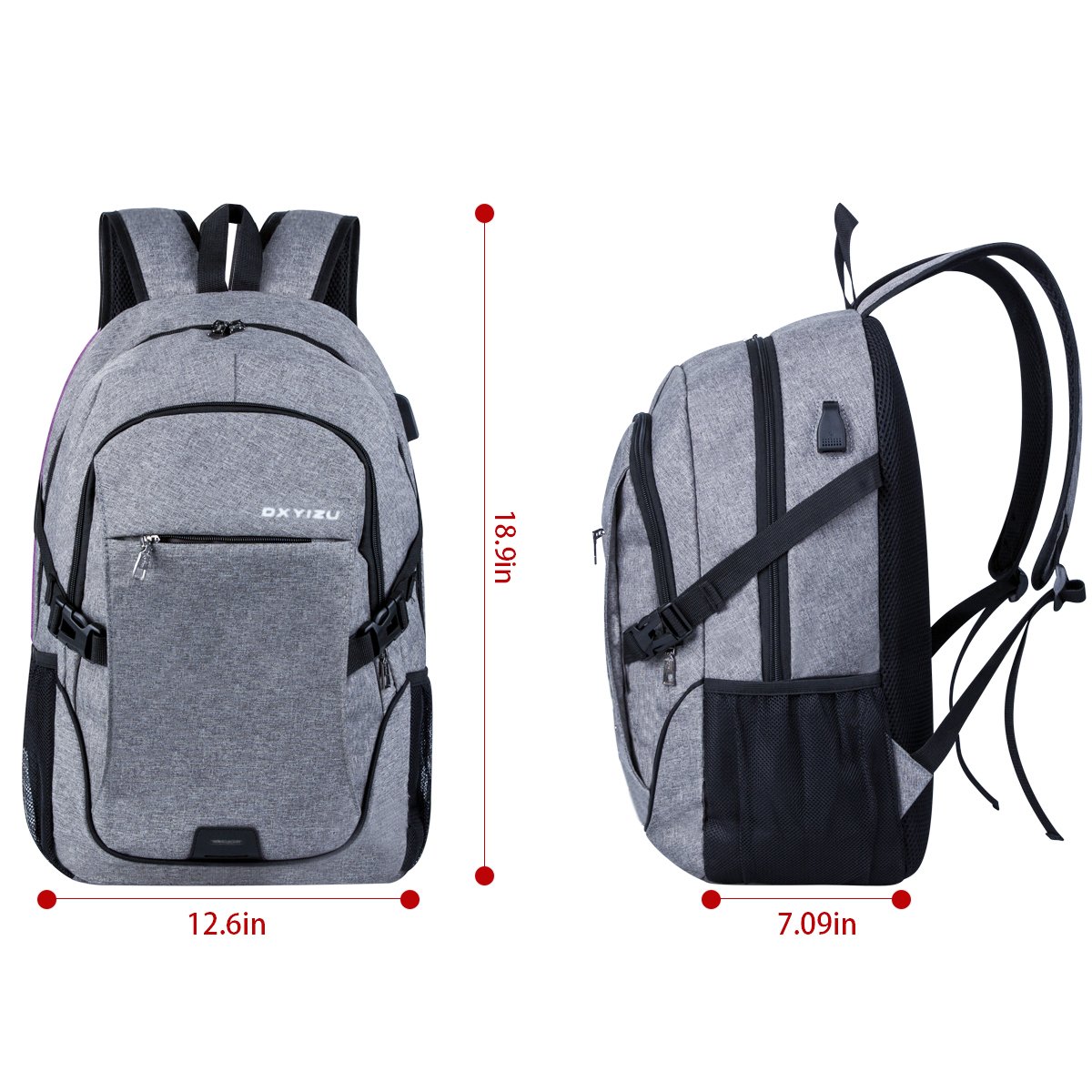 Laptop Backpack Waterproof Computer Travel Backpack with USB Charging Port Fits