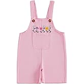 WZTYYDS Toddler Baby Girl Flower Embroidered Overalls Shorts Jumpsuit with Pocket Summer Spring Clothes 2T 3T 4T