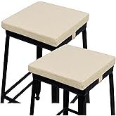 baibu 12 Inch Memory Foam Non Slip Stool Cushion Square Set of 2, Dual-Layer Design Bar Stool Cushions with Ties Square Chair Pad for Stackable Kitchen Stools, Beige (12'' (30CM))
