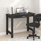 Furinno Jaya Desk, 39.2 Wide Computer Desk with Drawer, Darkwood | Office Desk, Writing Desk, for Home Office, Bedroom, Living Room