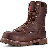 SUREWAY Men's 8" Waterproof Steel-Toe Logger Work Boot,Superior Oil/Slip Resistant,Thicker Full Grain Leather,Wedge Rubber Sole,EH Rated DK BN
