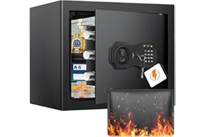 Thmosz 1.2 Cub Home Safe Fireproof Waterproof, Small Fireproof Safe Box with Fireproof Bag, Programmable Keypad and Removable Shelf, Digital Security Safe for Home Money Firearm Medicines Valuables