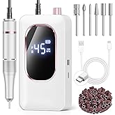 Professional Electric Nail Drill 45000RPM, Portable Nail File for Acrylic Gel Nails, Cordless Rechargeable Salon-Grade Ultra Power Nail Drill Kit for Shaping, Polishing & Removing Gel Nails