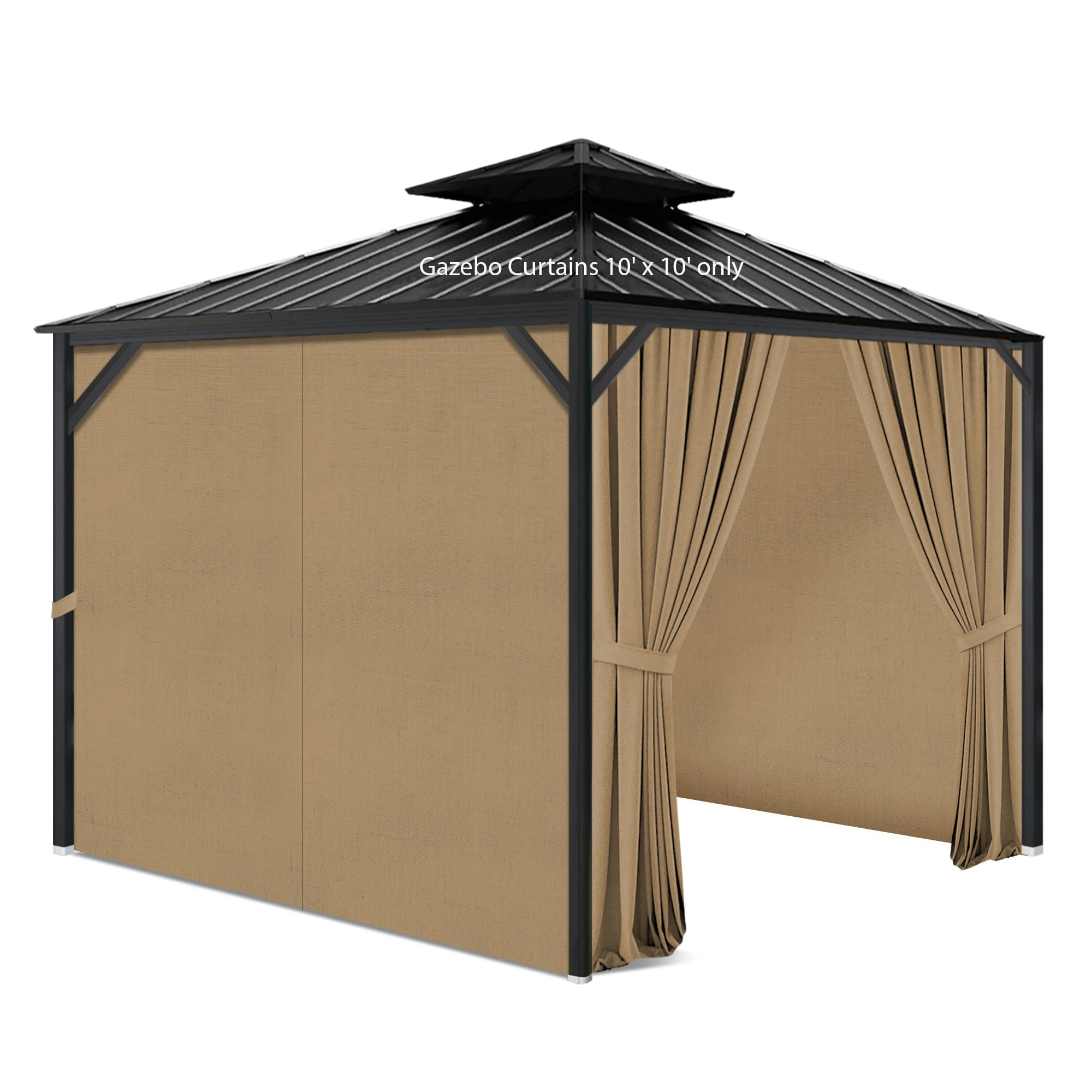 Photo 1 of Gazebo Privacy Curtains 10' x 10' with Zipper 4-Panels Side Wall Universal Replacement for Patio, Outdoor Canopy, Garden and Backyard (Curtain Only)