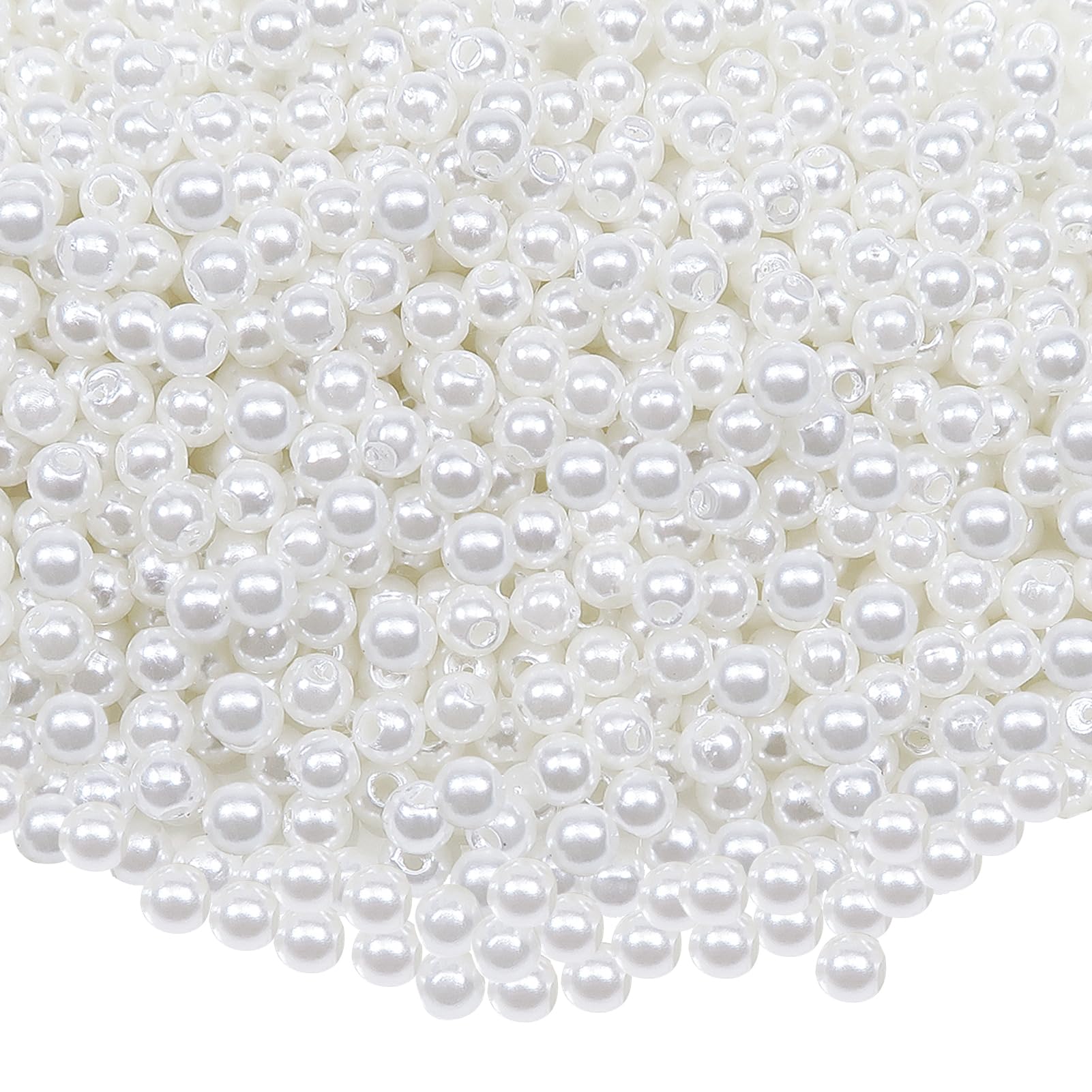 Toaob Pack of 1000 5 mm ABS Round White Plastic Loose Beads for Jewellery Making