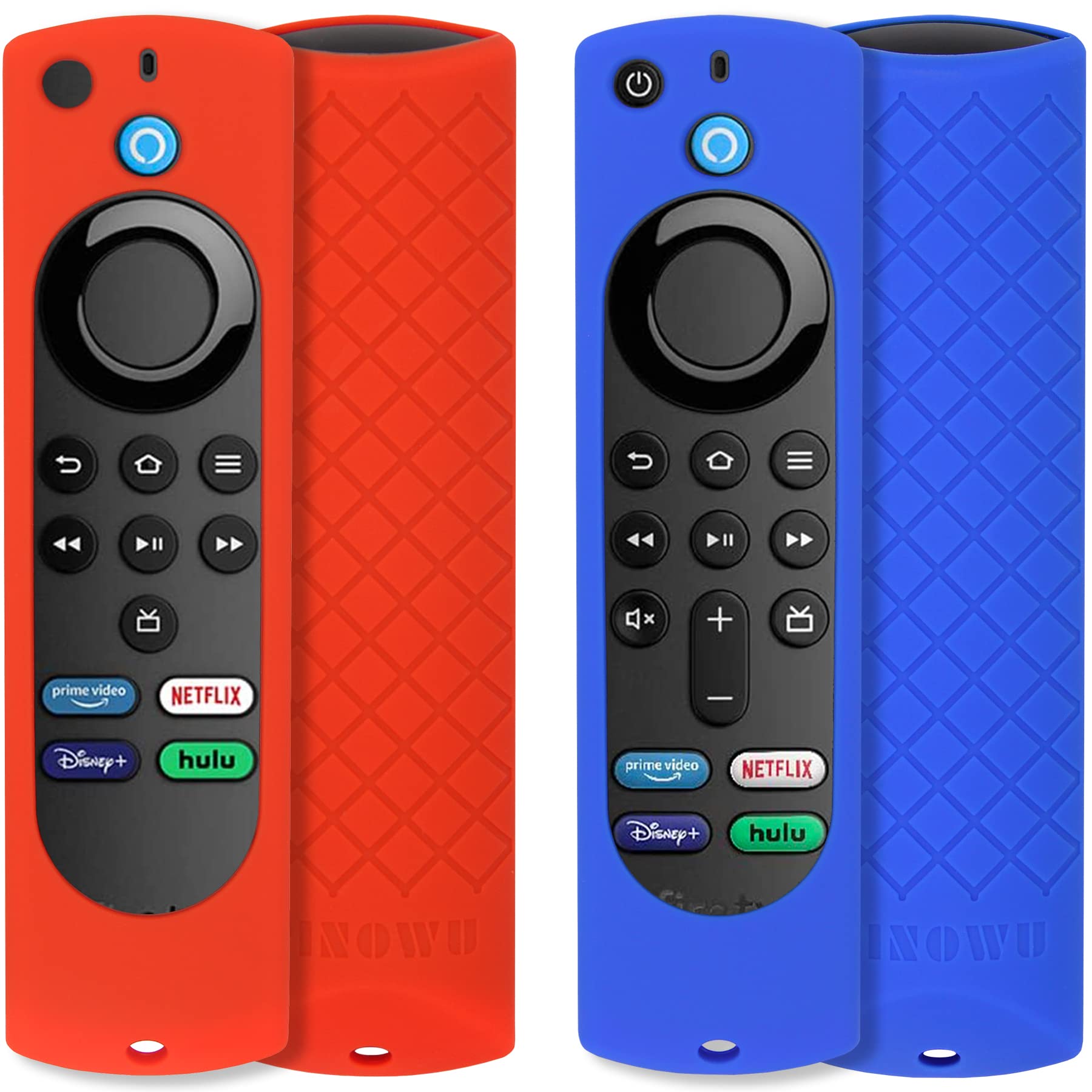 [2 Pack] Firetv Remote Cover Compatible with Fire TV Stick 4K / Firestick (3rd Gen) / Fire Stick Lite Alexa Voice Remote 3rd with Lanyard (Red & Blue) (NOT for Firestick HD / 4K 2nd 2024)