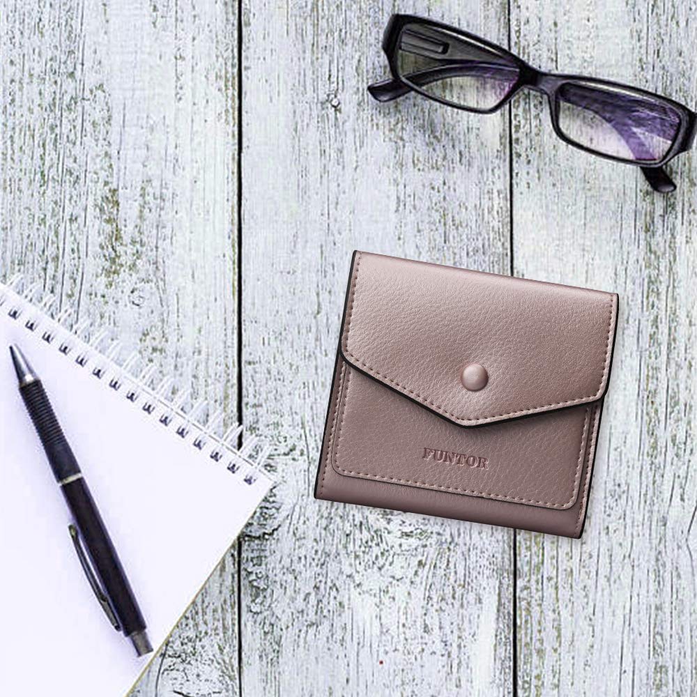 FT FUNTOR Small Leather Wallet for Women, Ladies Mini Wallet RFID Blocking Wallet for Women