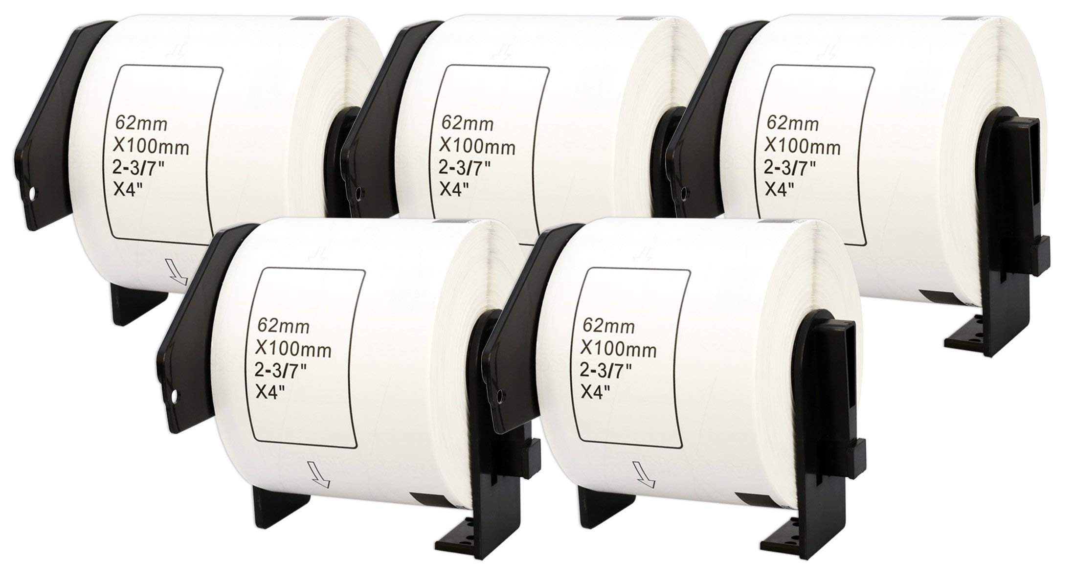 5X DK-11202 62 x 100 mm Compatible Shipping Labels Rolls (300 Labels per Roll) for P-Touch QL-1110NWB QL-1100 QL-1060N QL-500 QL-500BW QL-570 QL-580 QL-700 QL-710W QL-800 QL-810W QL-820NWB