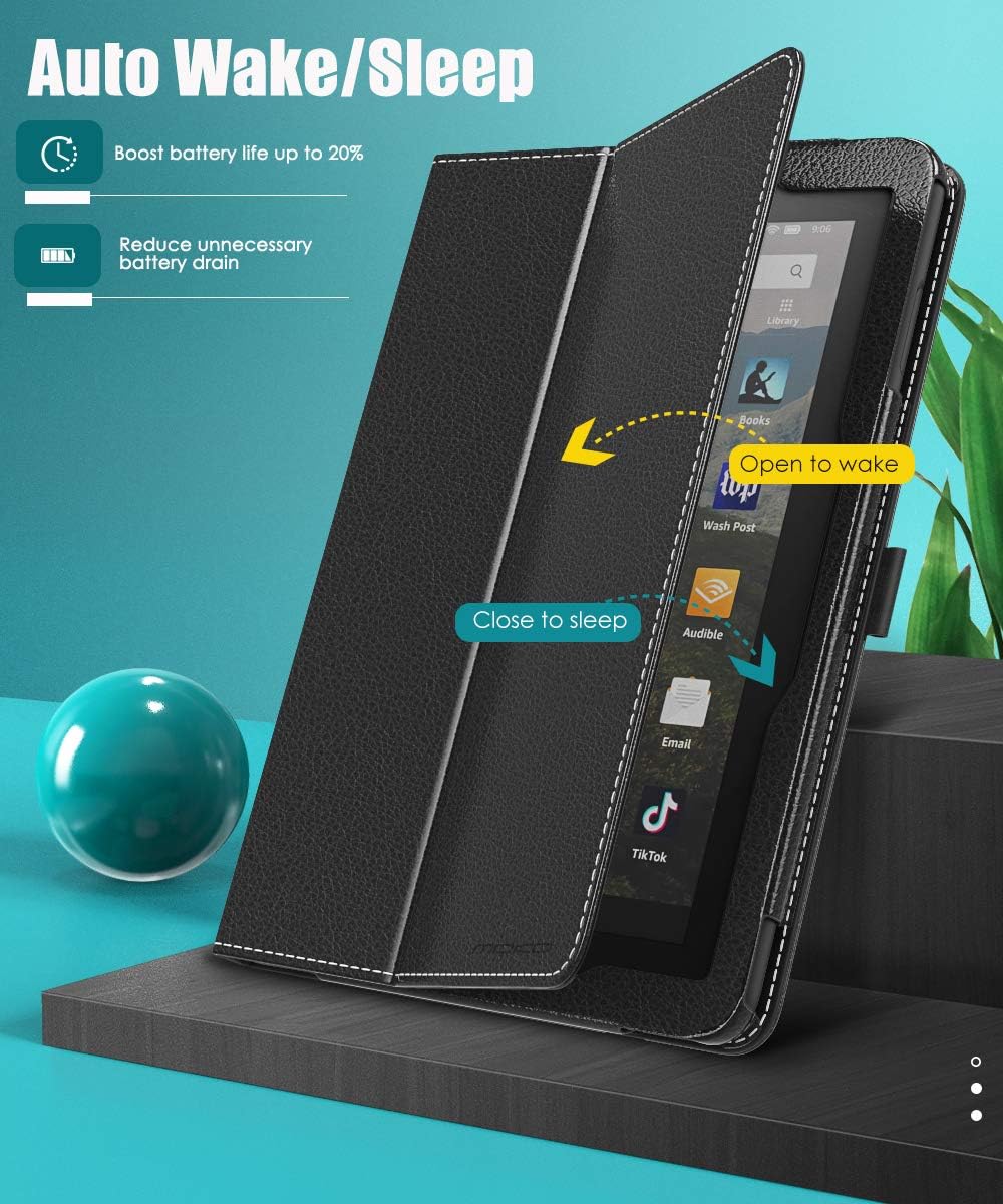 MoKo Case Compatible with All-New Kindle Fire HD 8 Tablet and Fire HD 8 Plus Tablet (10th Generation, 2020 Release),Slim Folding Stand Cover with Auto Wake/Sleep - Black: Computers & Accessories