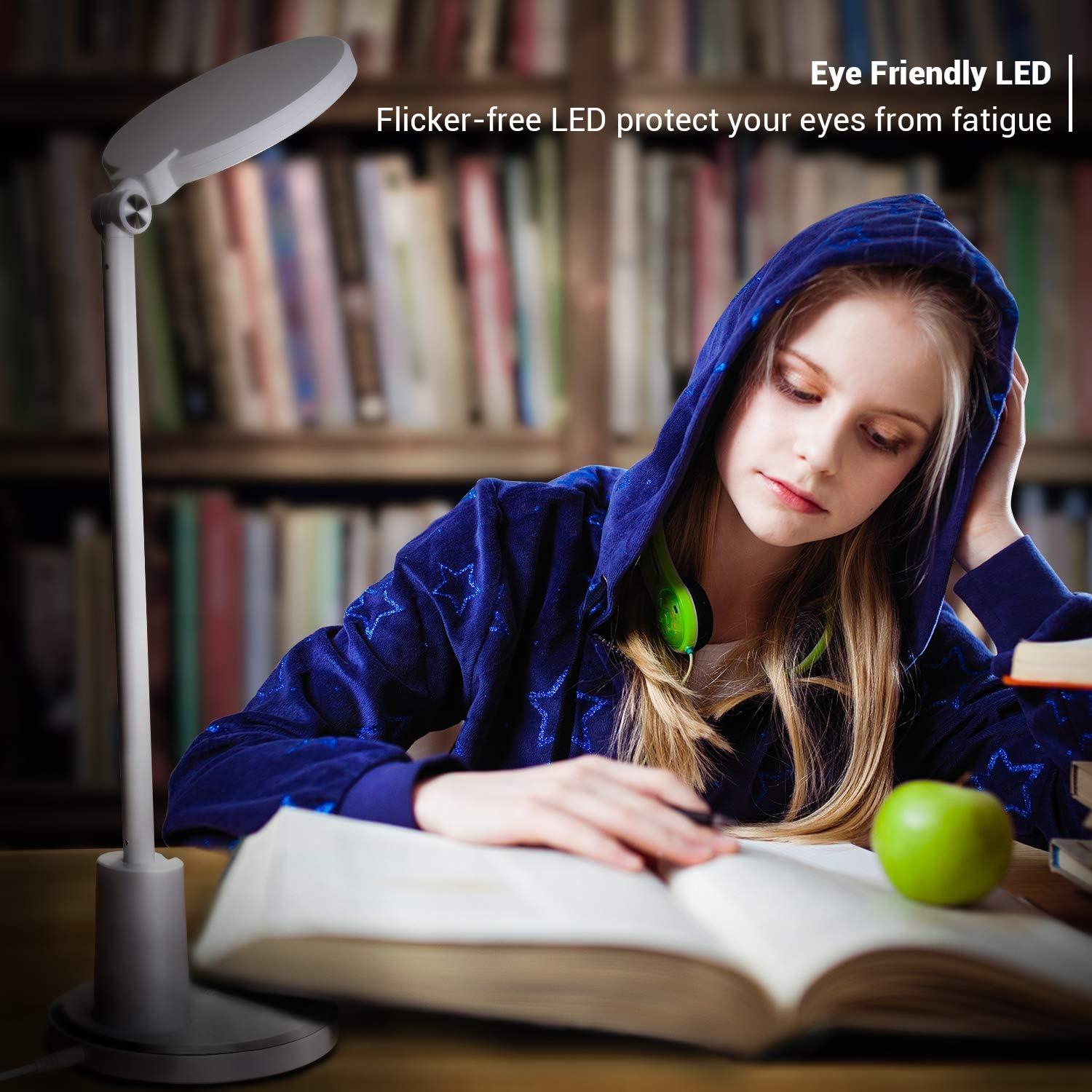 Desk Lamp, JUKSTG 64 pcs LEDs Eye-Caring Table Lamps, 10 Brightness Levels with 5 Lighting Modes LED Desk Light, Dimmable Office lamp with Touch-Sensitive Control, 12 W Reading Lamp, White - - 
