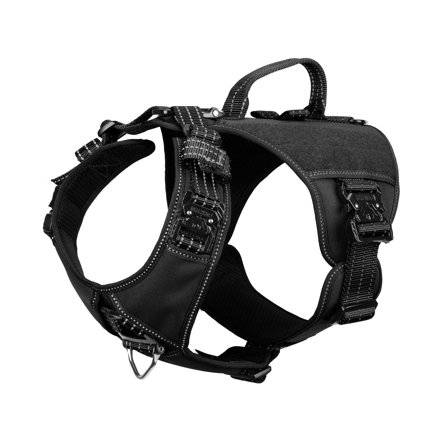 Photo 1 of ICEFANG GN8 Tactical Dog Harness with 4X Metal Buckles for X-Large Sized Dogs,Reflective in Training Walking K9 Vest,No-Pull Front Leash Clip,Adjustable Pet Harness (Black, X-Large (Pack of 1))