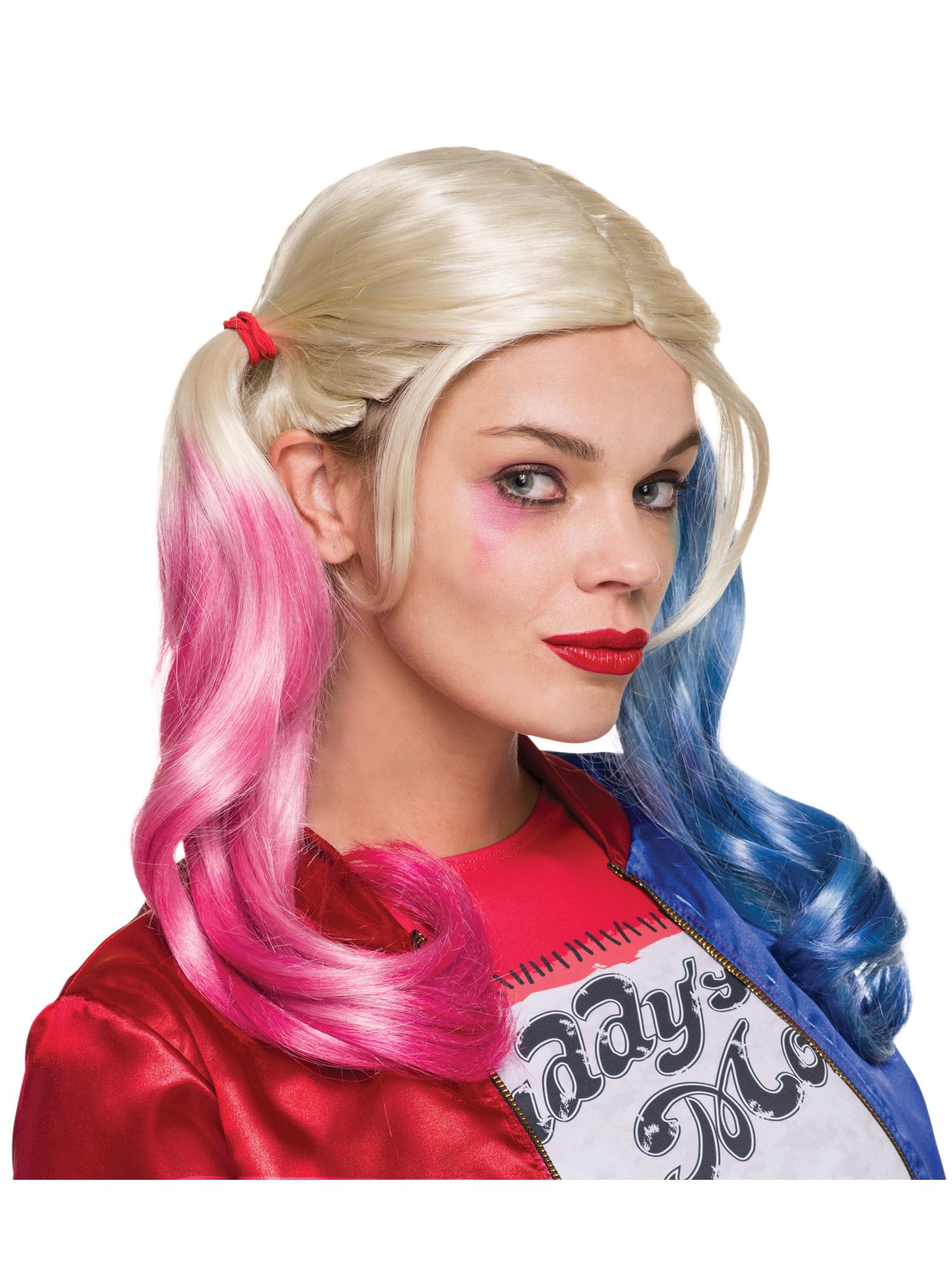 Rubies Official Harley Quinn Suicide Squad Wig for Adults – Blonde Pigtails with Pink & Blue Tips for Halloween