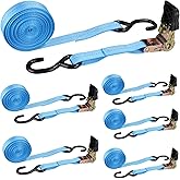 LISHINE 6 Pcs 1 Inch Heavy Duty 20ft Tie Down Straps with Hooks, 2200 LBS Break Strength, Cargo Ratchet Straps for Motorcycle, Appliances, Equipment
