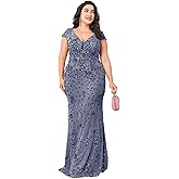 Plus Size Womens Sequined Long Evening Gown Glamous Sleeveless V-Neck Mermaid Prom Dress for Wedding Party