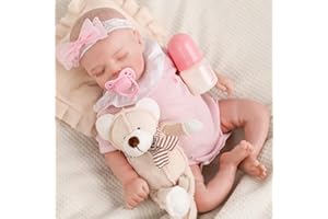 Jirachi Lifelike Reborn Baby Dolls, 18-Inch Sleeping Real Life Soft Cloth Body Neweborn Baby Girl, Realistic Reborn Babies with Feeding Set for Kids Age 3+