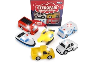 Sterofari Light Up Bath Toys 6 Pack, 100% Food Grade Silicone Bathtub Toys, Shake-Activated Light Up Toys Flash & Lights Colo