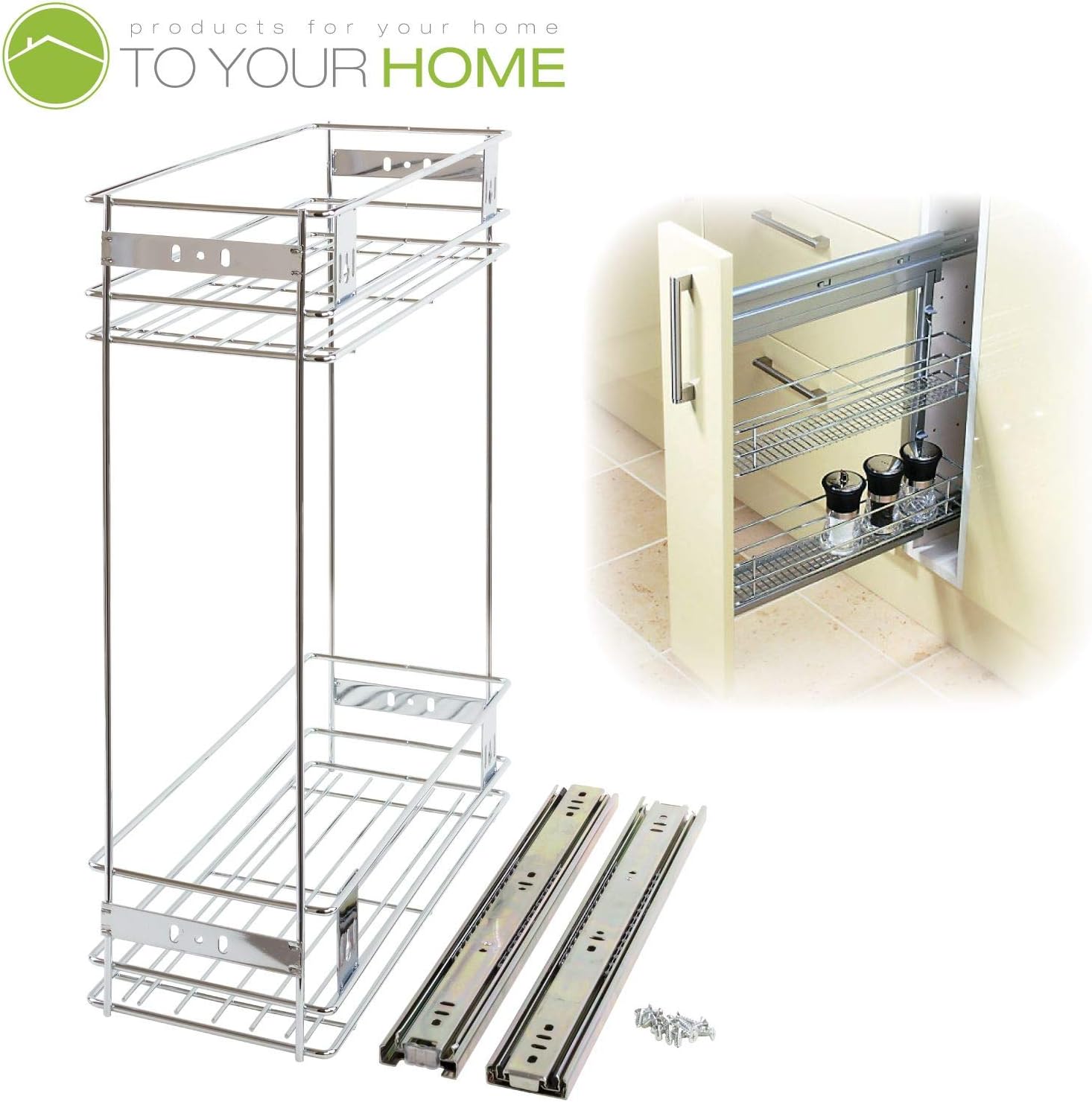 200 Mm Slide Ziehen Draht Korb Kuche Speisekammer Unterschrank Schrank Schublade Aufbewahrung Amazon De Baumarkt