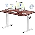 FLEXISPOT EN1 One-Piece Electric Standing Desk 48 x 30 Inch Desktop Adjustable Height Desk Home Office Computer Workstation Sit Stand up Desk (White Frame + 48" Mahogany Top, 2 Packages)