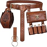 Dicxoser 4PCS Renaissance Belt Pouch Set - Medieval Costume Accessories with Potion Bottles & Waist Bag for Halloween Cosplay (Brown)