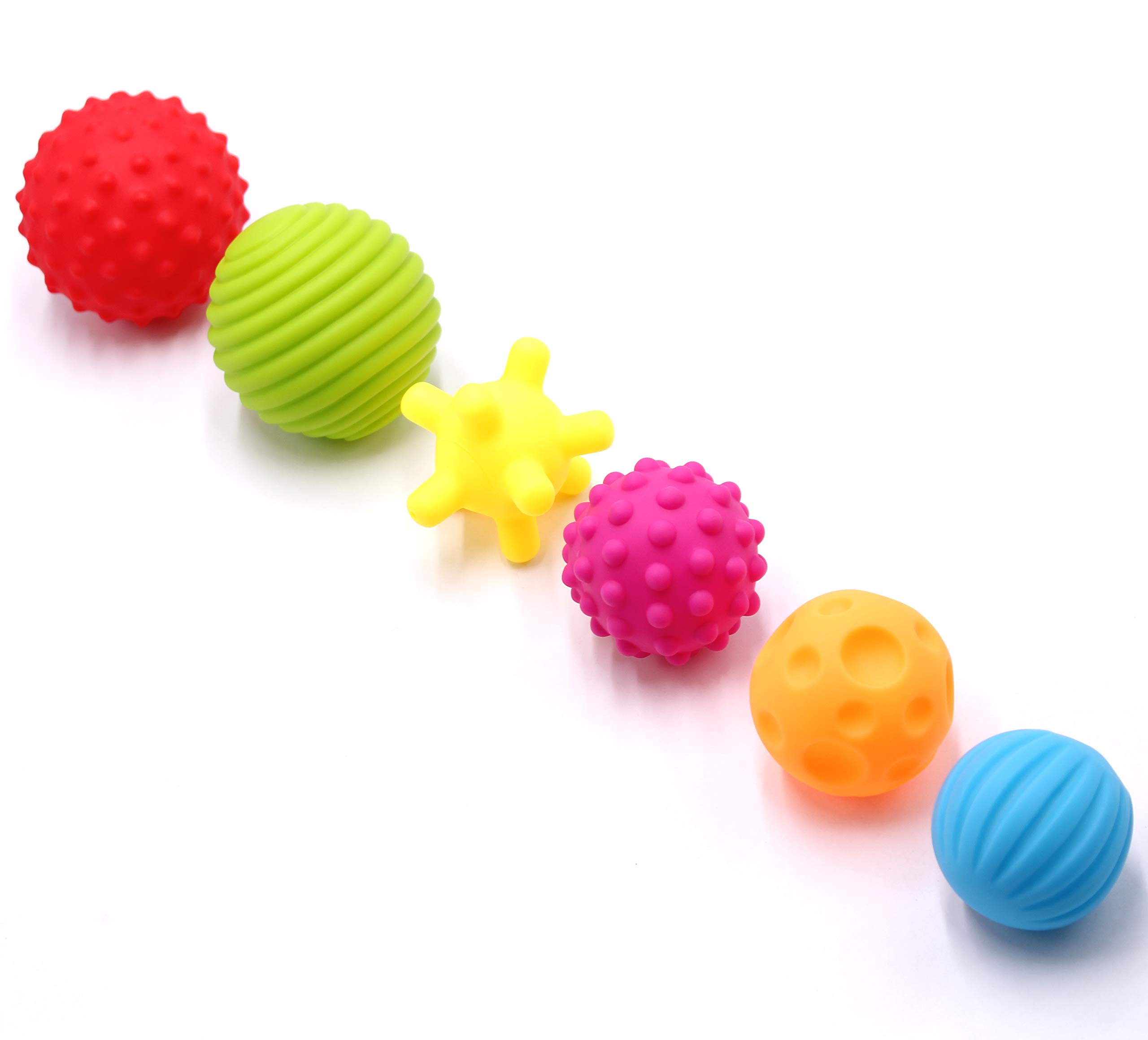 6 Pack Sensory Balls Set for Babies, Soft & Textured Balls with Bright Colors and Sounds for Baby Toddler
