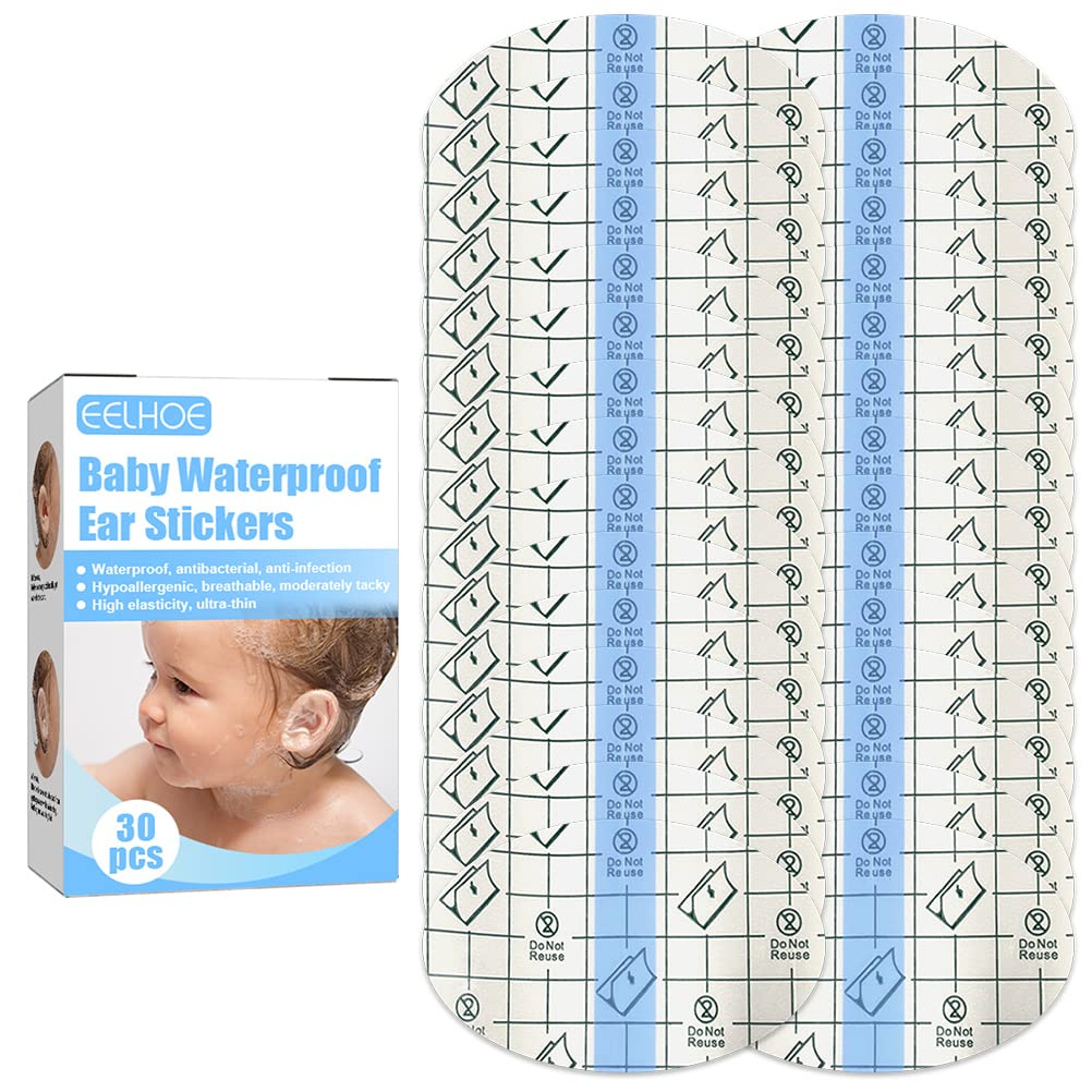 Kuashidai 30PCS Baby Waterproof Ear Stickers Baby Swimming Bath Ear Protection Patch Multipurpose Baby Trauma Protection Belly Button Sticker for Infant Newborn Ear Care Paste