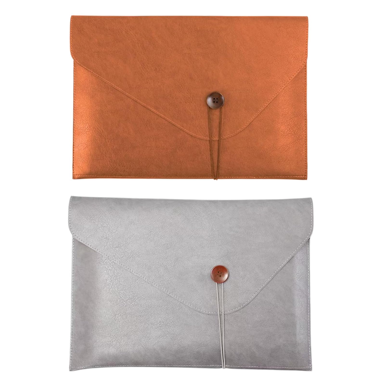 Oaygat 2pc A4 PU Leather Document Folders Leather Document Holders with Button Strap File Folders Organizer Envelope Documents iPad Laptop Stationery Bag Travel Portfolio File Envelope File Holder