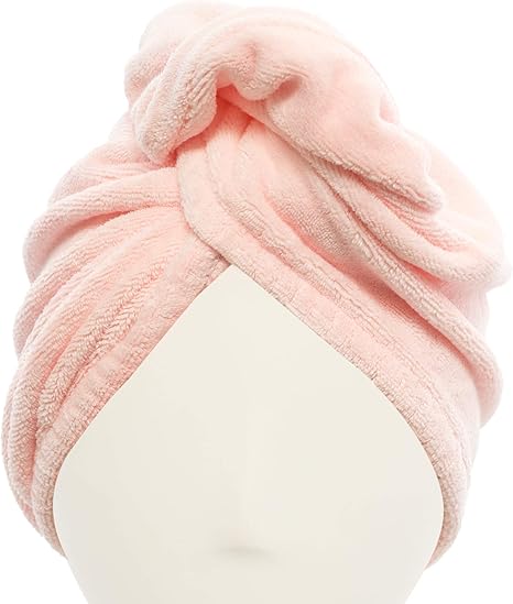 Amazon Com Diva Darling Easy To Use Super Absorbent Microfiber Hair Turban Pink Hair Drying Towels Beauty