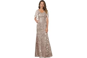 Women’s Sequins Grandmother Mother of The Bride Dress with Cape Sleeves for Wedding Long Formal Dress R63