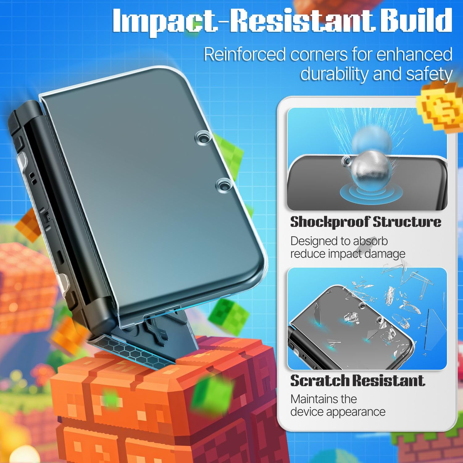 TNP Case Compatible with [ New Nintendo 3DS XL LL 2015 ] - Ultra Clear Crystal Transparent Hard Shell Protective Case Cover Skin [New Modified Hinge-Less Design]
