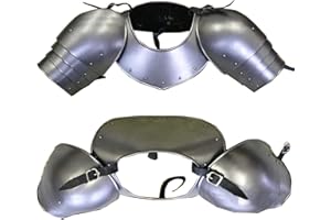 Armour Shop 16 Gauge Medieval Shoulder with Neck Pauldrons Battle Ready Armour Silver