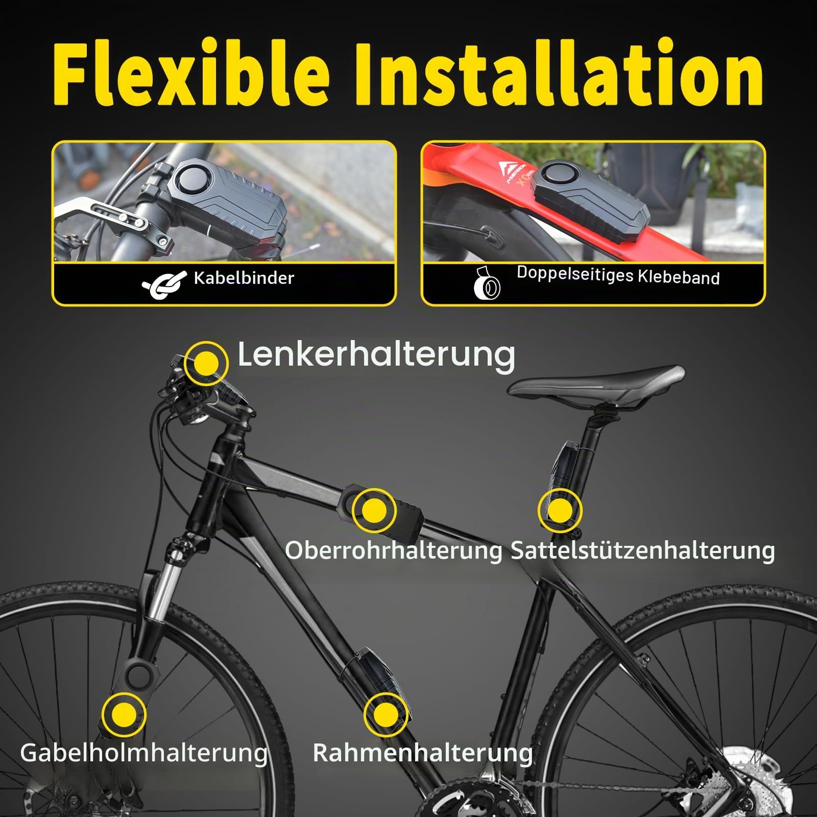 NineLeaf Fahrradalarm mit Fernbedienung, Anti-Diebstahl-Fahrradalarm, Fahrradalarmanlage für Motorrad, Auto, Roller, kabellose Vibrationserkennung, Anti-Diebstahl-Schutz 113dB Super Laut 6