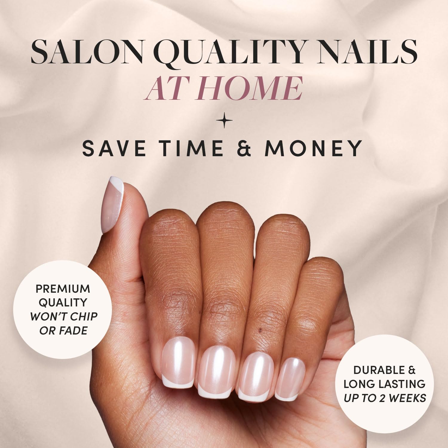 Glamnetic Press On Nails - La Perle | Squoval White Nails with French Tips, Reusable Stick On Fake Nails with Glue | Salon Quality | 15 Sizes - 30 Nail Kit - Image 2