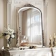 VETROVUE 32x24 Beaded Arched Mirror, Bathroom Mirror for Over Sink, Metal Frame Wall Decor for Entryway, Bedroom, Living Room, Silver