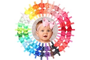 CÉLLOT Baby Girls Headbands Grosgrain Ribbon 4.5" Hair Bows Headband Big Bow Hair Bands for Toddler Pack of 30