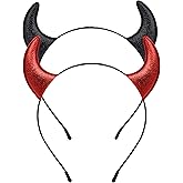 XinblueCo 2pcs Glitter Devil Horns Headband Halloween Devil Ears Headband for Women Halloween Fancy Dress Cosplay Hairband