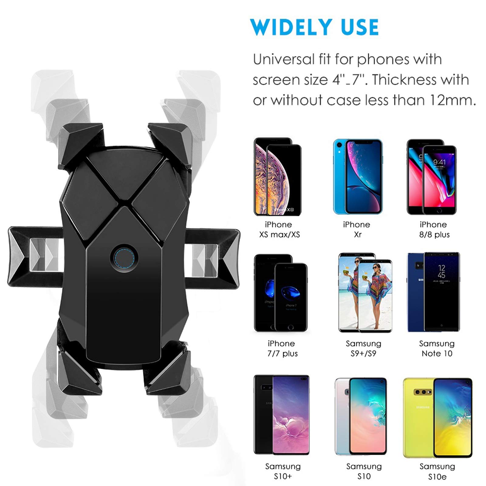 One-Touch Release Bike Phone Mount, 360° Rotatable Cell Phone Holder for Bike Handlebar/Stem, Universal Bicycle Phone Holder Compatible with iPhone, Samsung etc 4.0