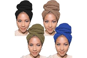 PWEOUKE Head Wraps for Black Women African Head Wrap Lightweight for Women Long Plain Turban Hair Scarf Scarves