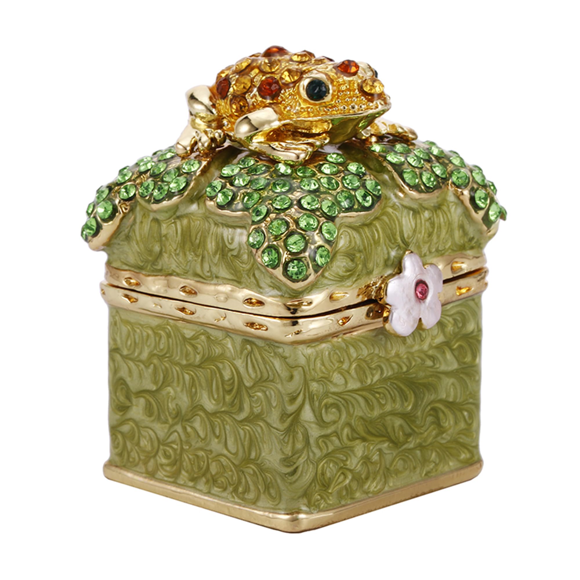 Photo 1 of *FACTORY SEALED*
Vie jeune Hand Painted Enameled Mini Frog Trinket Box, Hinged Unique Mini Ring Necklace Jewelry Organizer, Classical Bejeweled Storage, Figurine Collectible Keepsake Home Decor (Frog on Box)