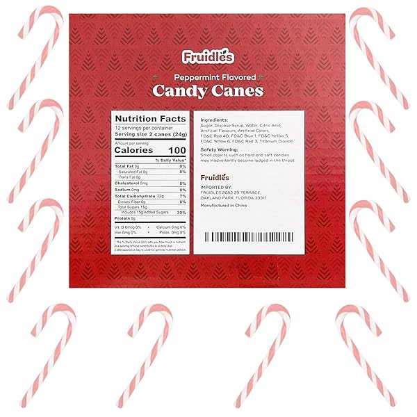 FRUIDLES 12-PACK CHRISTMAS 5 INCH CANDY CANES SUCKERS, PEPPERMINT FLAVOR, INDIVIDUALLY WRAPPED (12-PACK)