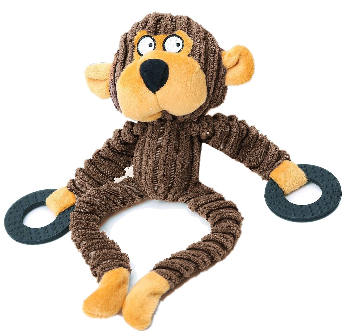 Puppy Monkey Squeaky Teething Toy - Small Dog, Cat Cuddly Calming Interactive Training Toy