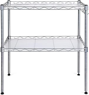 Homfa Küchenregal Mikrowellenhalter 2 Ablagen Gewürzregal Standregal mit 4 Haken Mikrowellenregalständer für Küchen 54x34x58cm