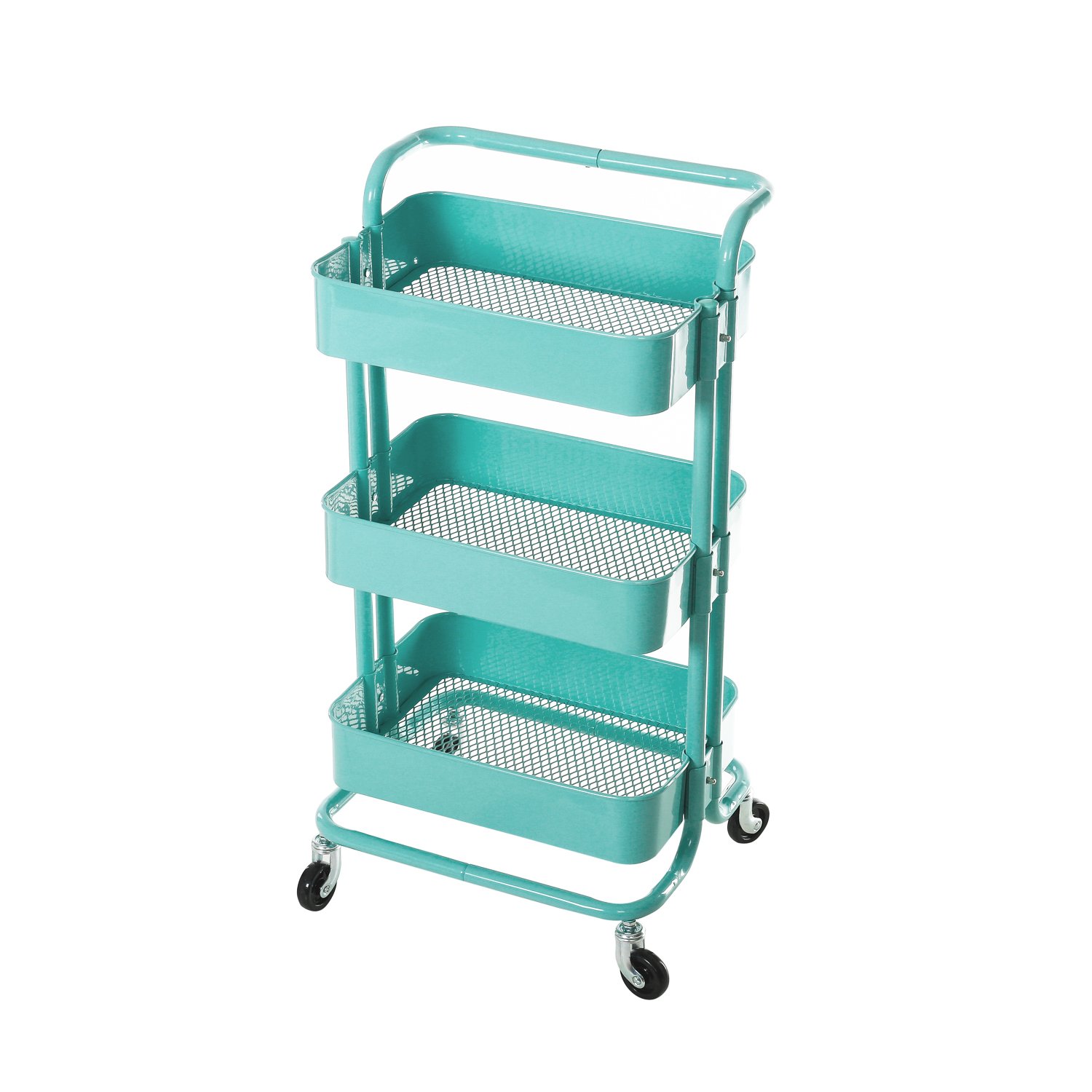HollyHOME 3Tier Metal Utility Service Cart Rolling Storage Shelves
