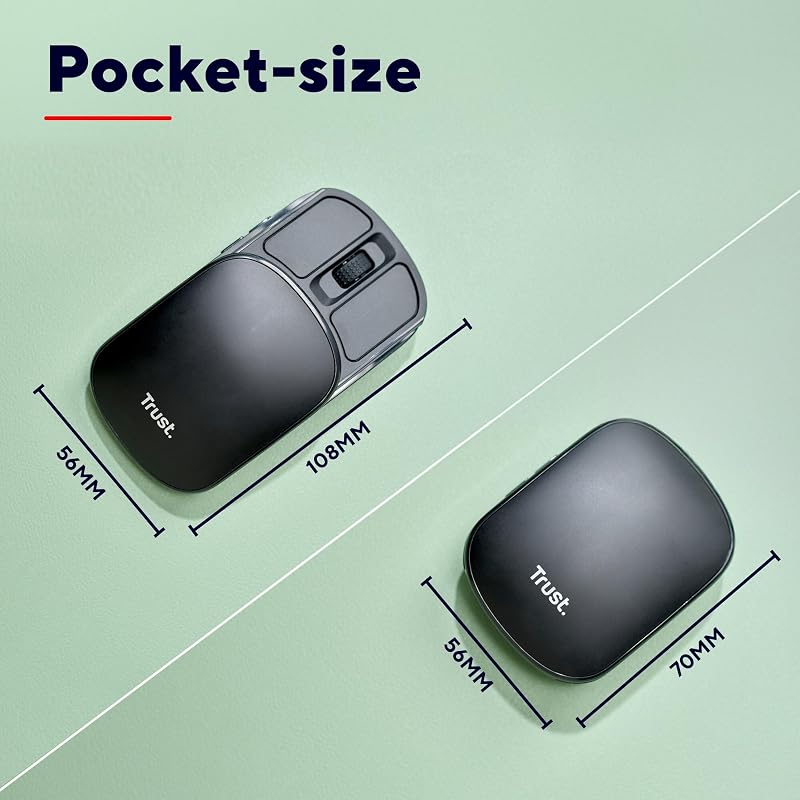 Zylo Souris sans Fil Pliable Portable Seulement 55 g, Noir