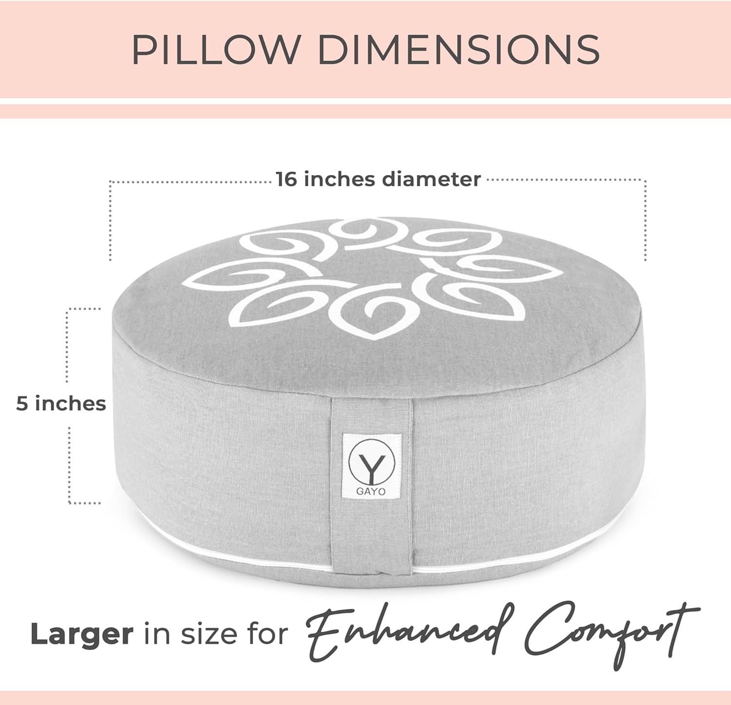 Gayo Meditation Cushion and Floor Pillow. Ideal for Meditation Pillow, Yoga, & Floor Sitting - Premium Buckwheat Supportive Round Cushion with Changeable Cover. Versatile & Stylish - 16" in - Image 6