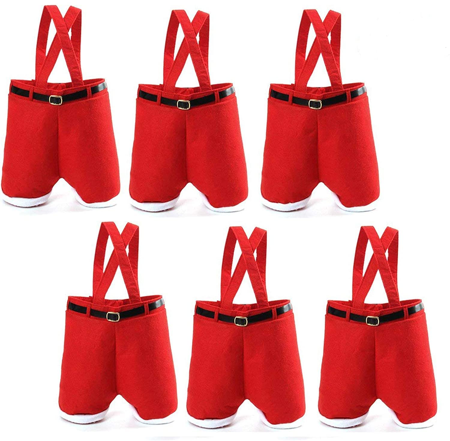 MSQ 10PCS Christmas Treat Bags Christmas Wine Bottle Cover Santa Pants Style Lovely Treat Bags Bags for Wedding Holiday New Year Holiday Christmas Decorations(Large)