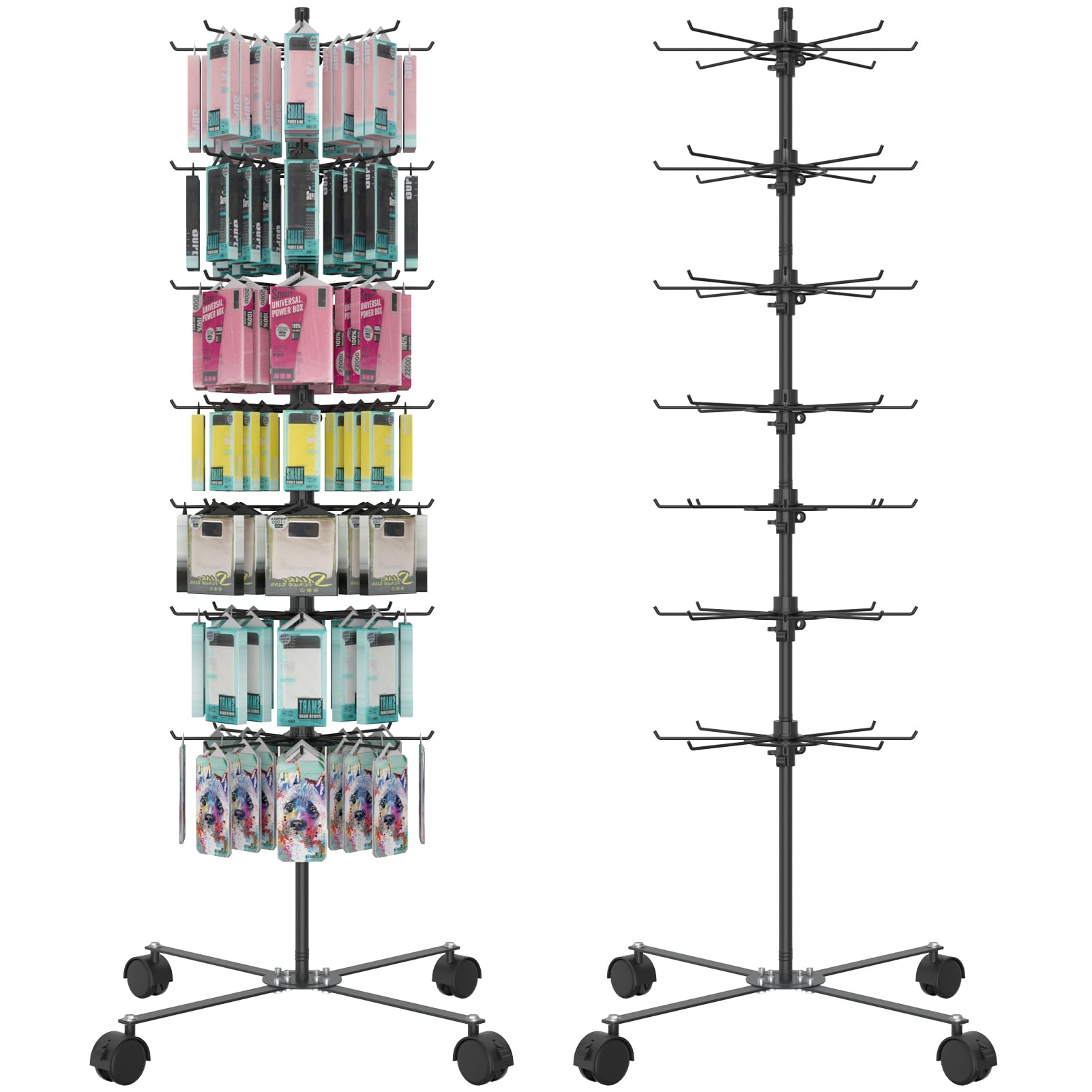 Photo 1 of Scisum Retail Display Stand 7 Layer - Alloy Steel Jewelry Display for Vendors - 360°Rotating Display Stand for Jewelry, Key Chain, Cotton Candy