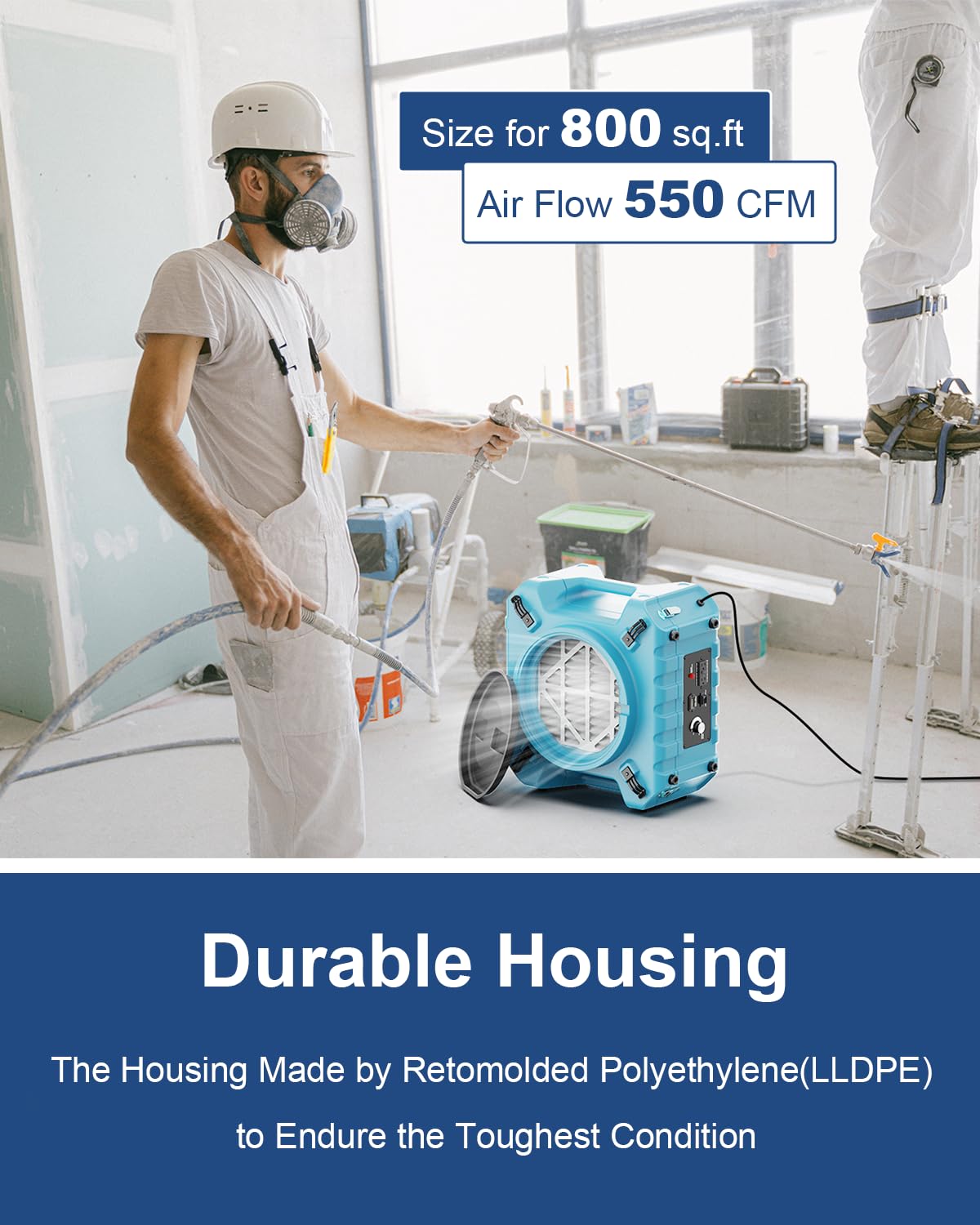 ALORAIR PureAiro HEPA Pro 870 Air Scrubber | UV-C Light Sterilization | 3-Stage Filtration Negative Machine Air Scrubber| Professional Water Damage Restoration for Air Cleaner | up to 550 CFM