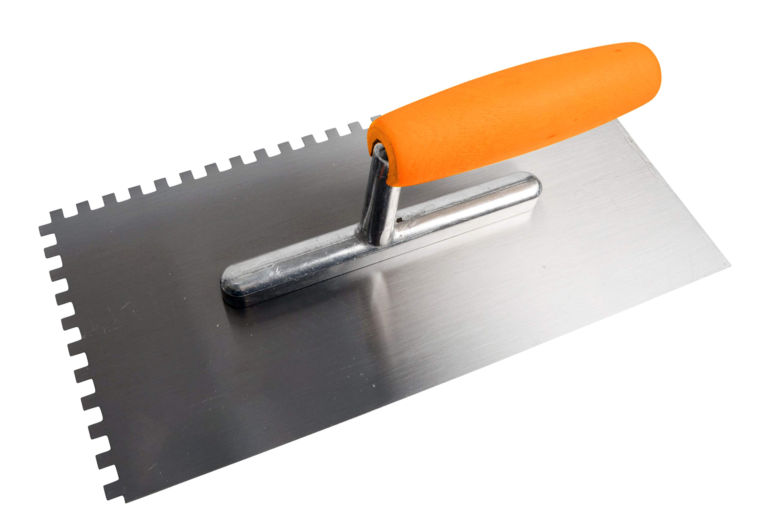 Work>it® Notched Trowel 6 mm – 280 × 130 mm – 6 mm Tooth Spacing – Carbon Steel Blade with Wooden Handle – Orange/Black